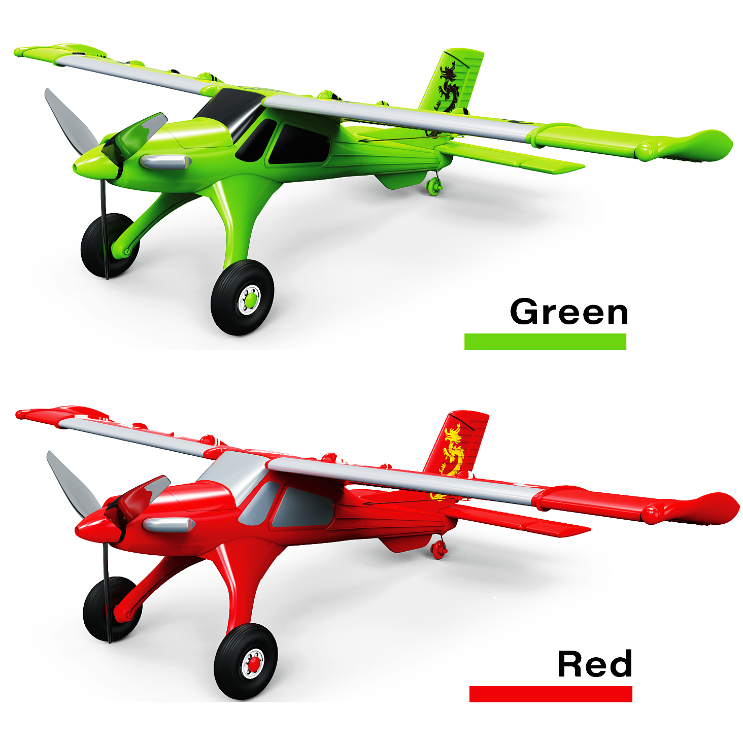 MF-X7 RC Plane Farboptionen in grün und rot