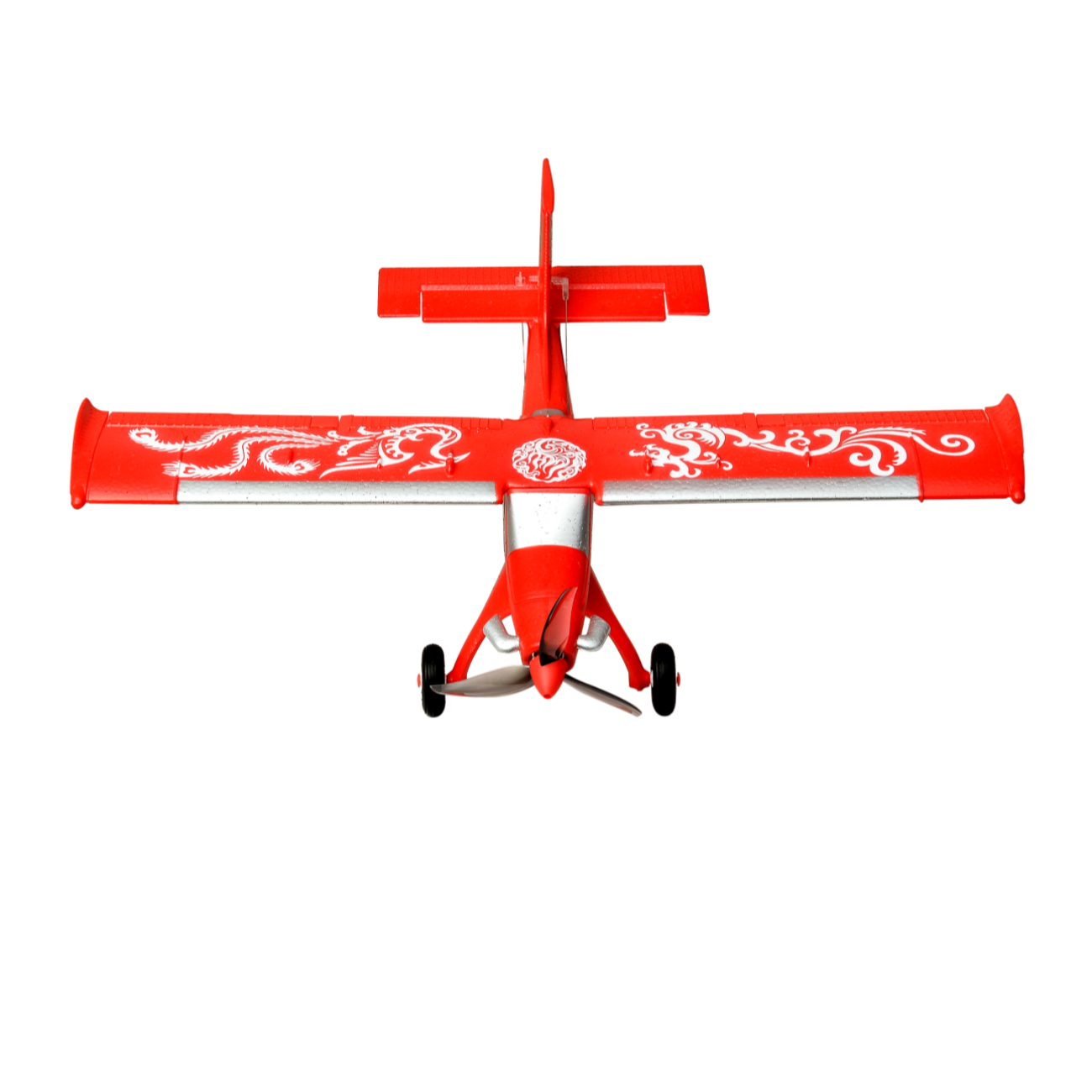 MF-X7 rotes RC Plane Draufsicht mit dekorativem Phoenix-Flügelmuster