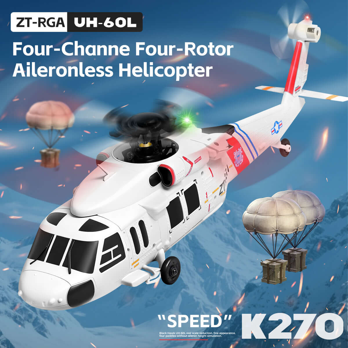 WLtoys XK K270 UH-60L Black Hawk 4CH Brushless RC Helicopter Altitude Hold