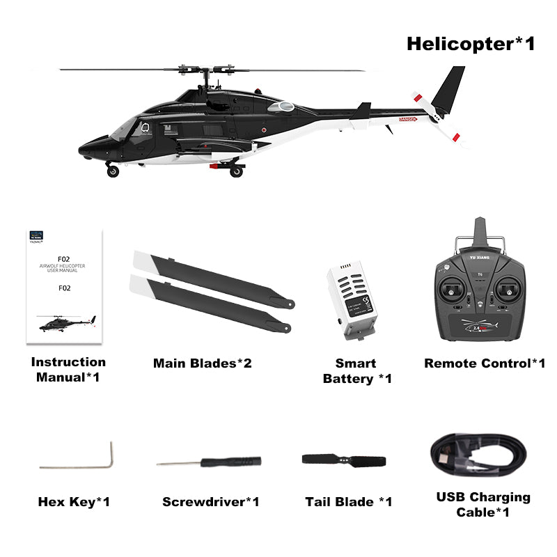 YuXiang F02 1:34 Scale RC Helicopter Airwolf Armed Direct Drive Model