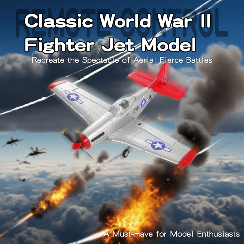 FX9501 P-51 Mustang 400mm 4CH Brushless RC Airplane Warbird with 6-Axis Gyro in aerial combat scene