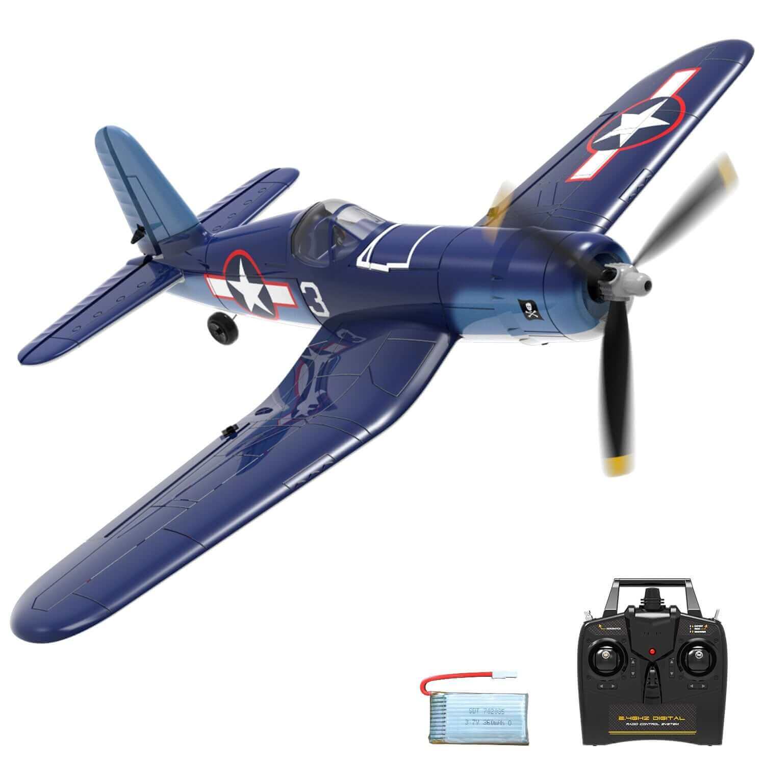 F4U Corsair Warbird RC Plane: 2.4GHz 4CH, 400mm Wingspan, One-Key Aerobatic | Kids toy lover