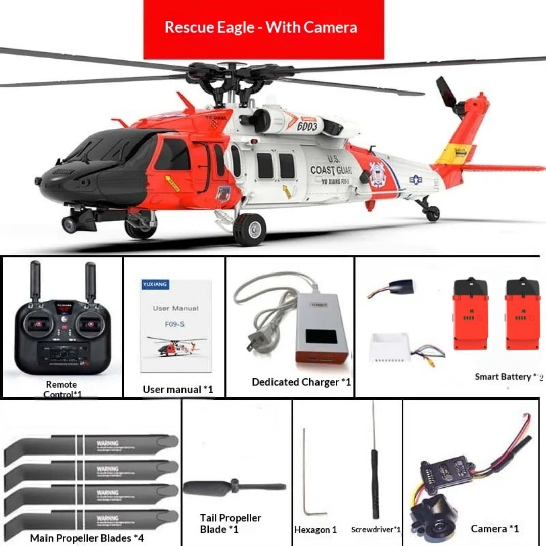 YuXiang F09-S Coast Guard UH60 RC helicopter package with remote and accessories