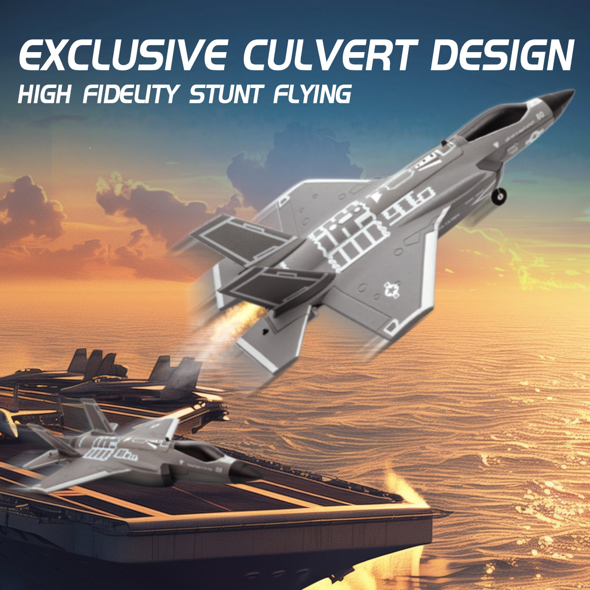 FX9635 F35 Brushless RC Fighter Jet 4CH Ducted Fan Stunt Aircraft with 6-Axis Gyro