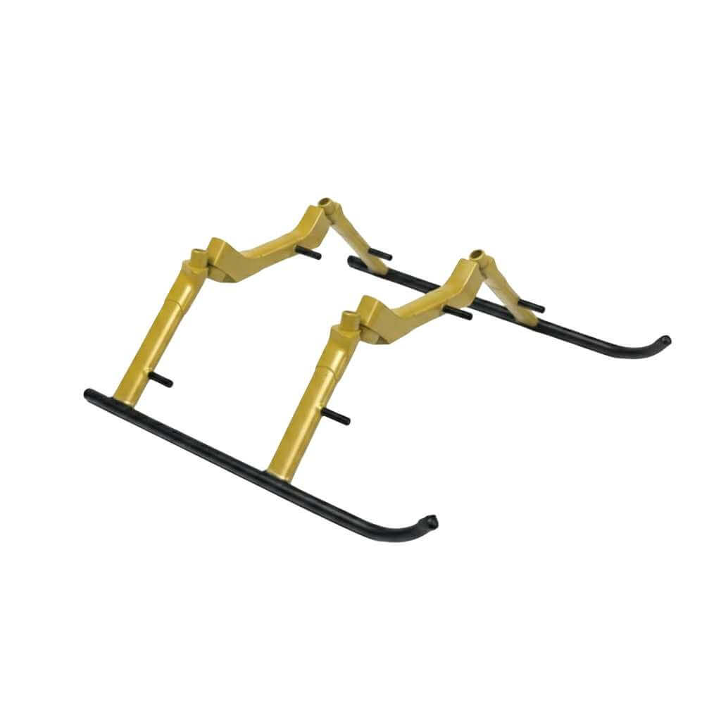 Scale-look black and gold landing gear skids for RC ERA C189 MD500 dual brushless helicopter.