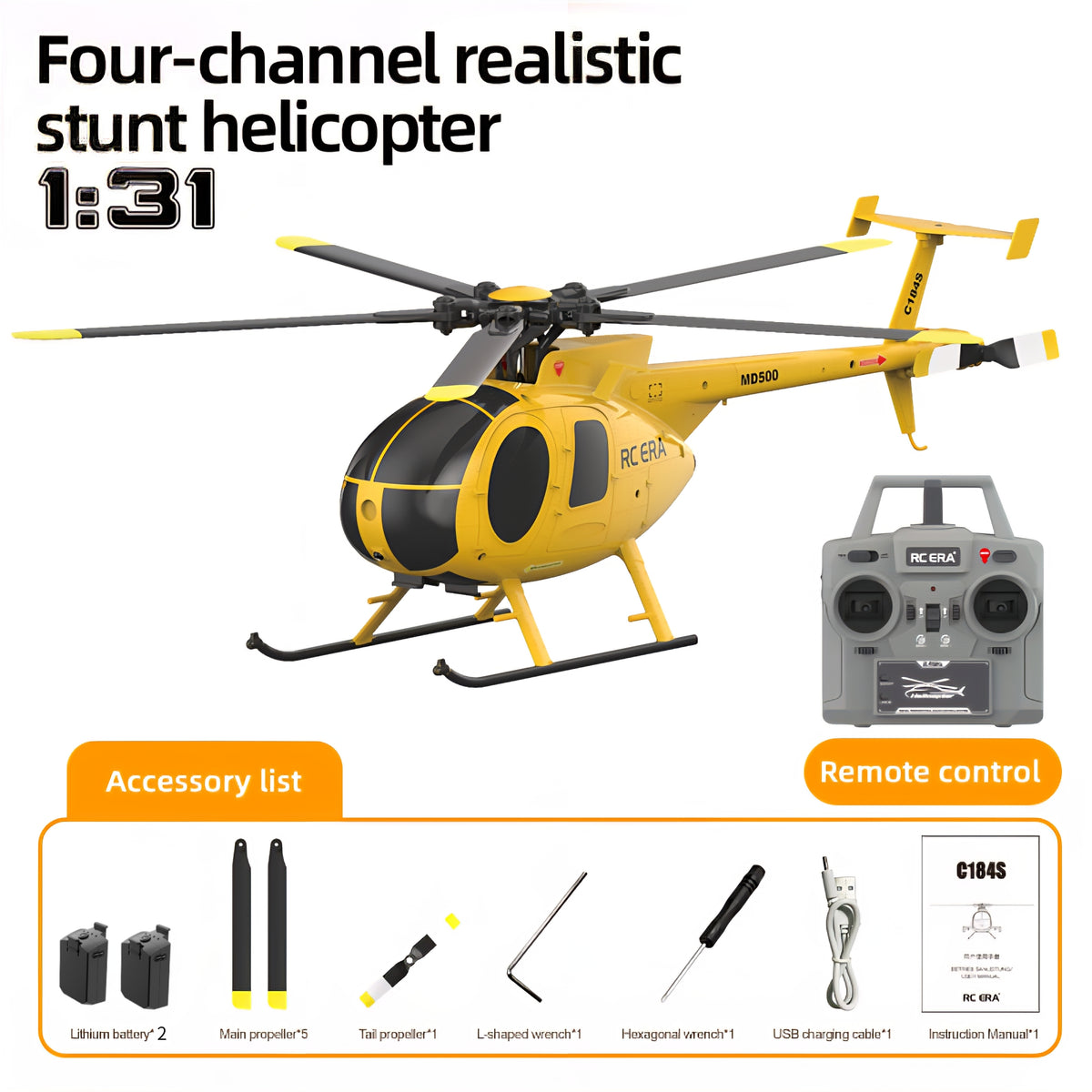 RC ERA C184S 6CH Scale Brushless Optical Flow RC Helicopter