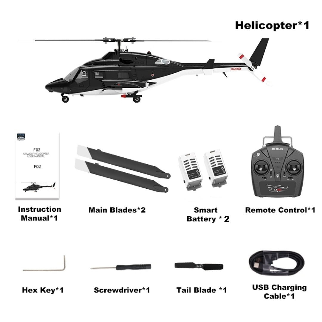 YuXiang F02 1:34 Scale RC Helicopter Airwolf Armed Direct Drive Model