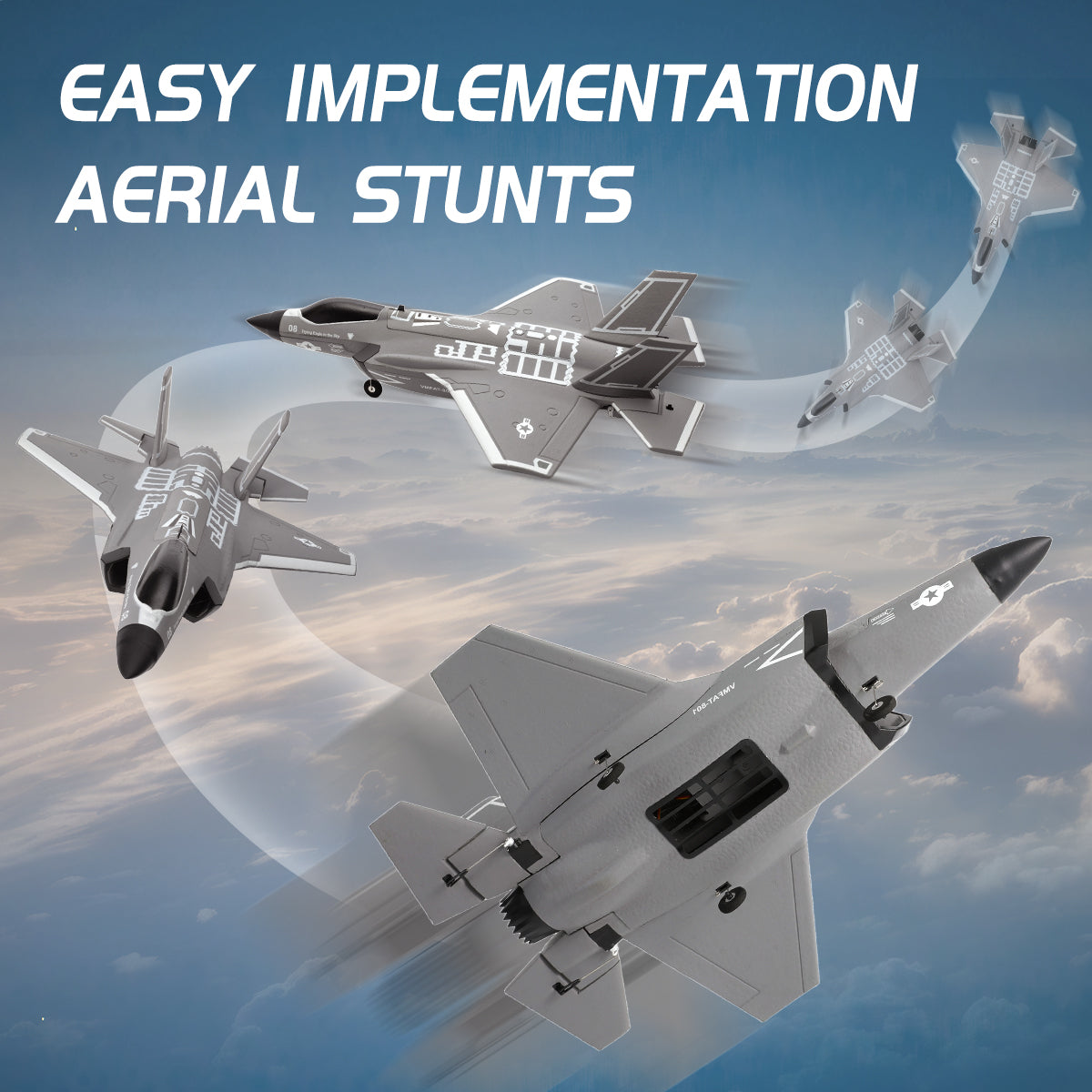 FX9635 F35 Brushless RC Fighter Jet 4CH Ducted Fan Stunt Aircraft with 6-Axis Gyro