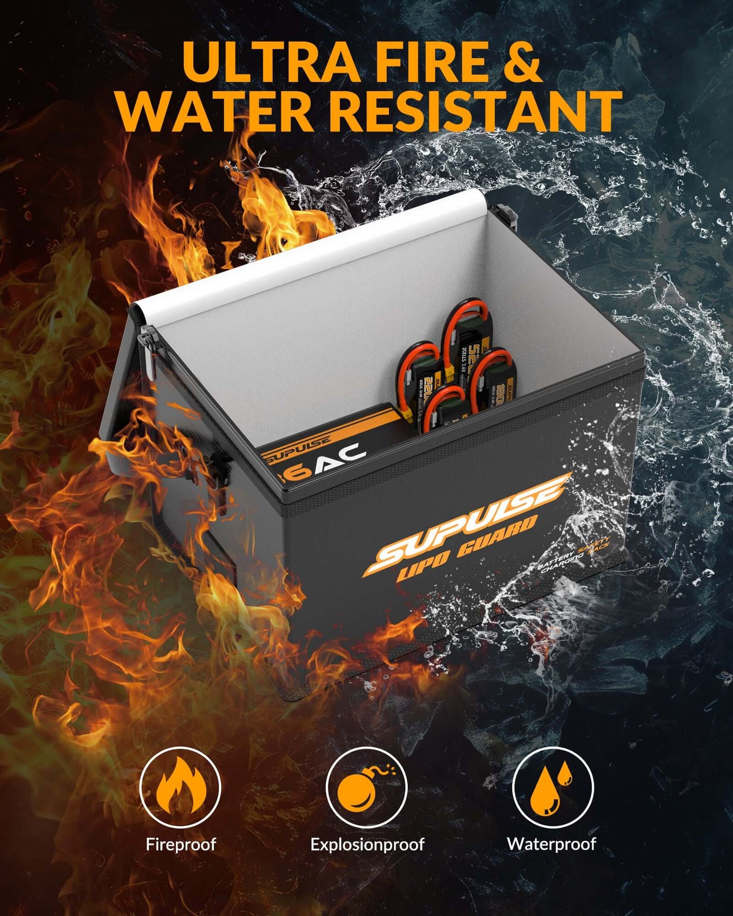 SUPULSE LiPo Battery Safe Bag, Fireproof Waterproof Charging Box 7.9×5.9×5.9in | KIDS TOY LOVER