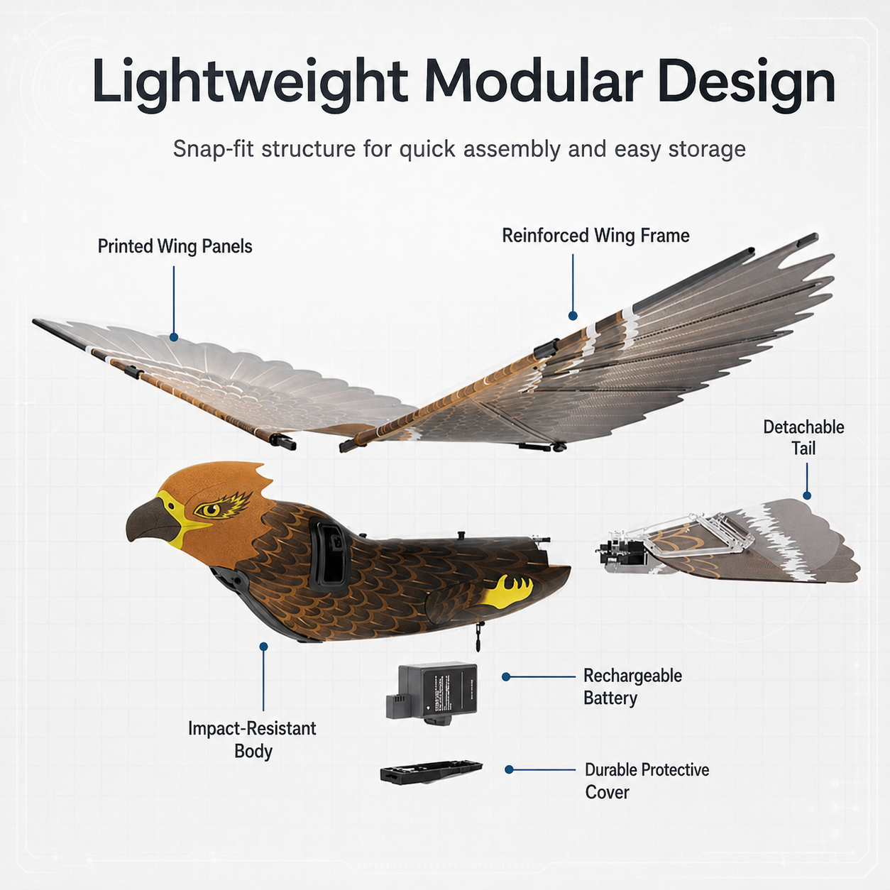 Go Go Bird 3010 Bionic GPS Bird Drone with HD Camera - Golden Eagle Dual Battery