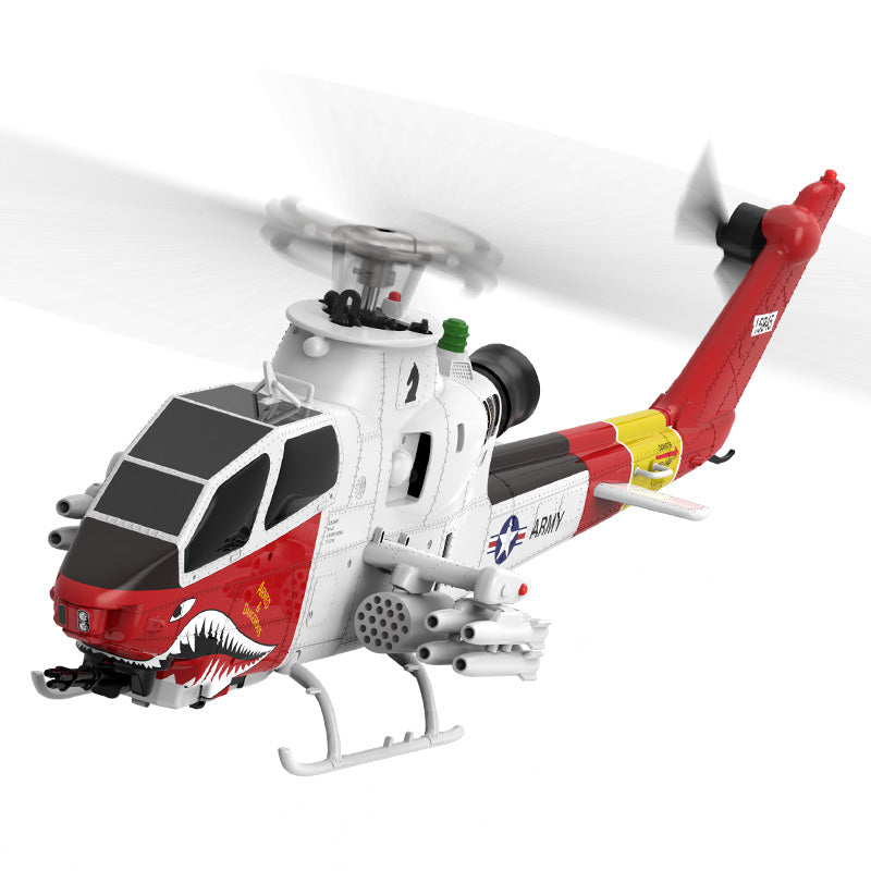 Red White AH-1 Cobra Attack Helicopter RC Toy - 6CH RC Helicopter with Detailed Army Markings and Rotating Blades