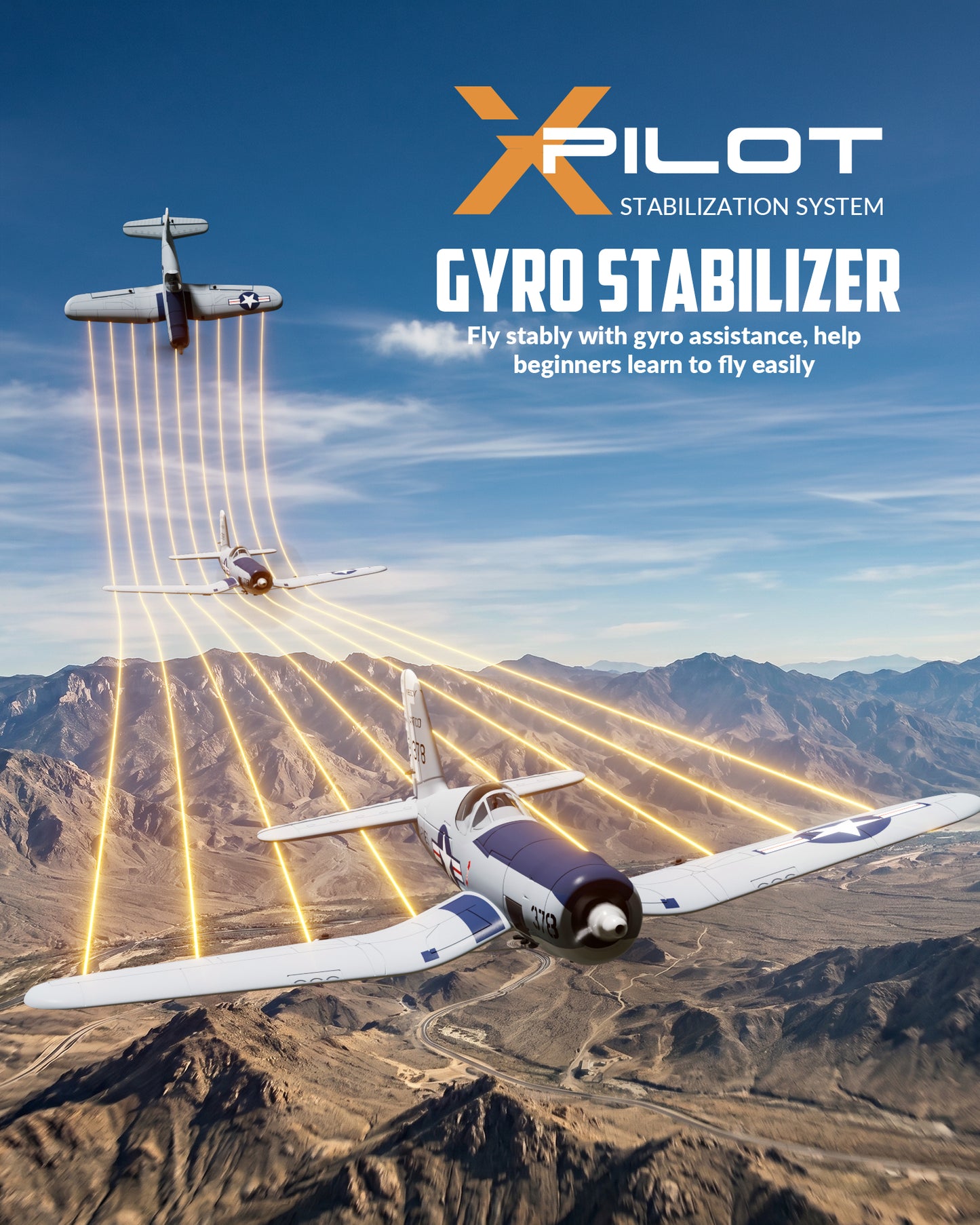 VolantexRC F4U Corsair Aereo RC 4CH con Stabilizzatore Giroscopio XPILOT RTF