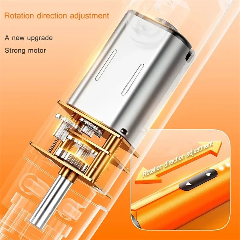 Electric screwdriver rotation direction adjustment feature close-up