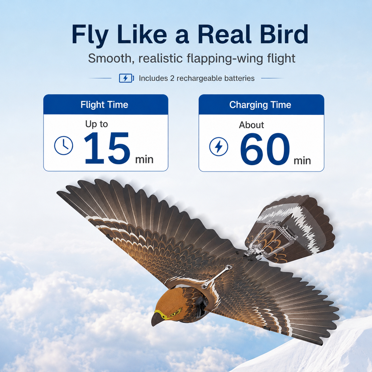 Go Go Bird 3010 Bionic GPS Bird Drone with HD Camera - Golden Eagle Dual Battery