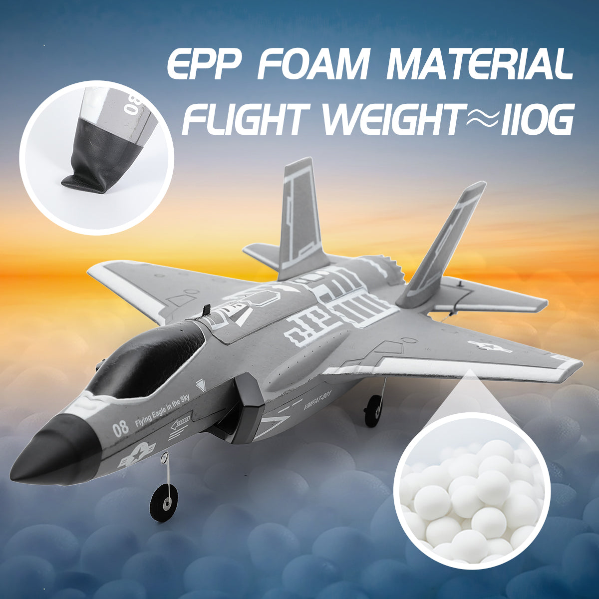 FX9635 F35 Brushless RC Fighter Jet 4CH Ducted Fan Stunt Aircraft with 6-Axis Gyro