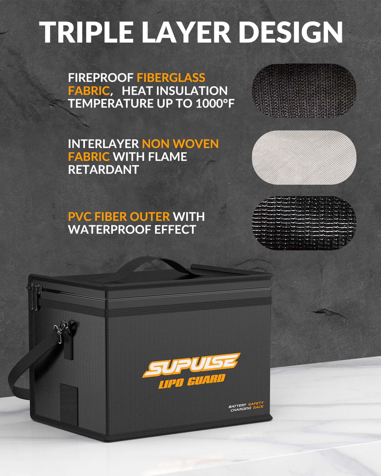 SUPULSE LiPo Battery Safe Bag, Fireproof Waterproof Charging Box 7.9×5.9×5.9in | KIDS TOY LOVER