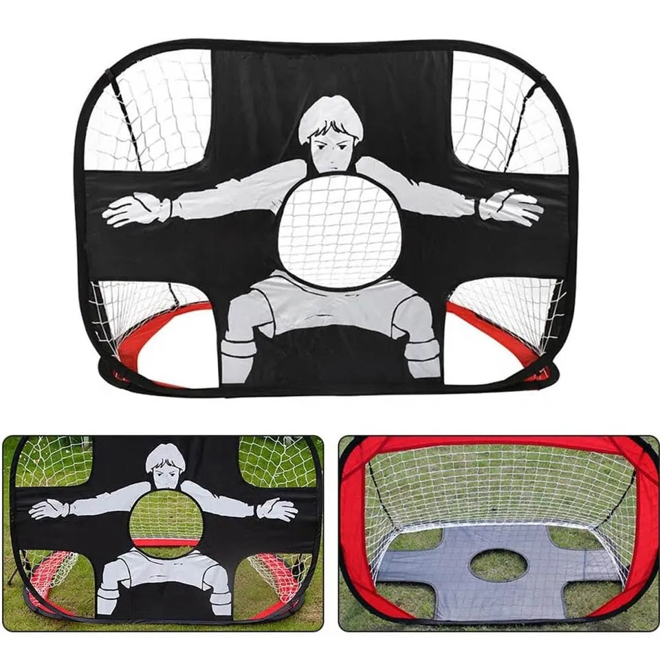 Pop Up Soccer Goal Kit Contents - Portable Football Goal with Storage Bag, Support Rods, Fixed Nails and Carrying Case