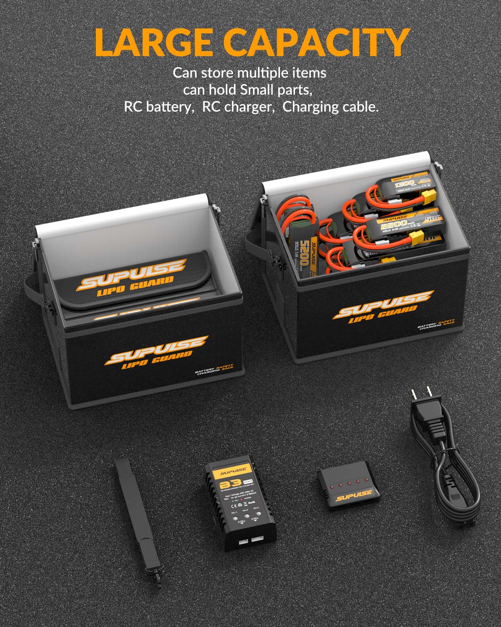 SUPULSE LiPo Battery Safe Bag, Fireproof Waterproof Charging Box 7.9×5.9×5.9in | KIDS TOY LOVER