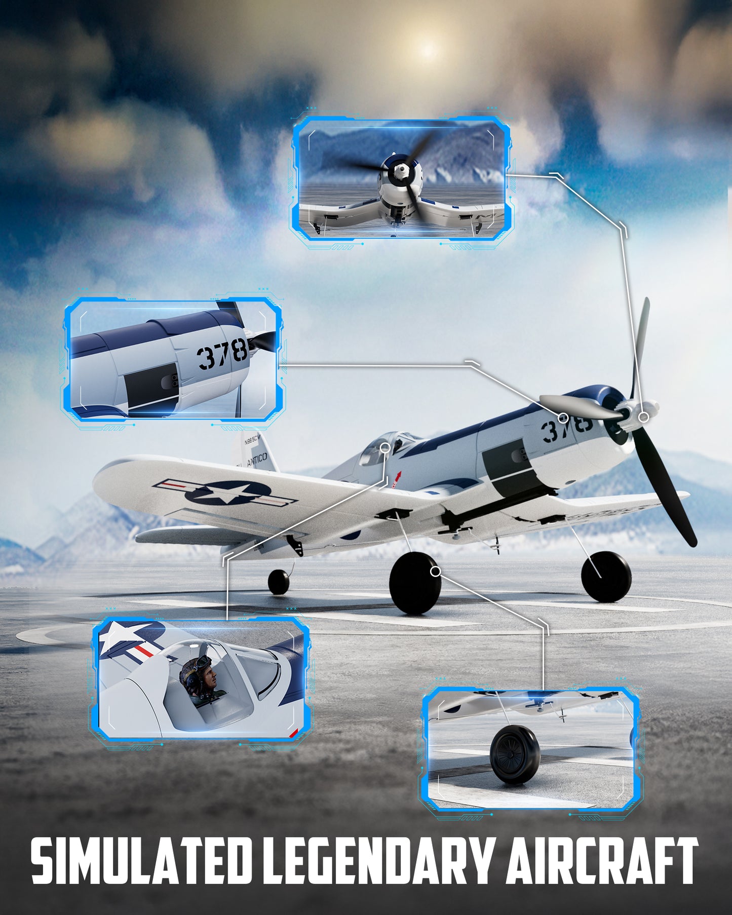 VolantexRC F4U Corsair Aereo RC 4CH con Stabilizzatore Giroscopio XPILOT RTF