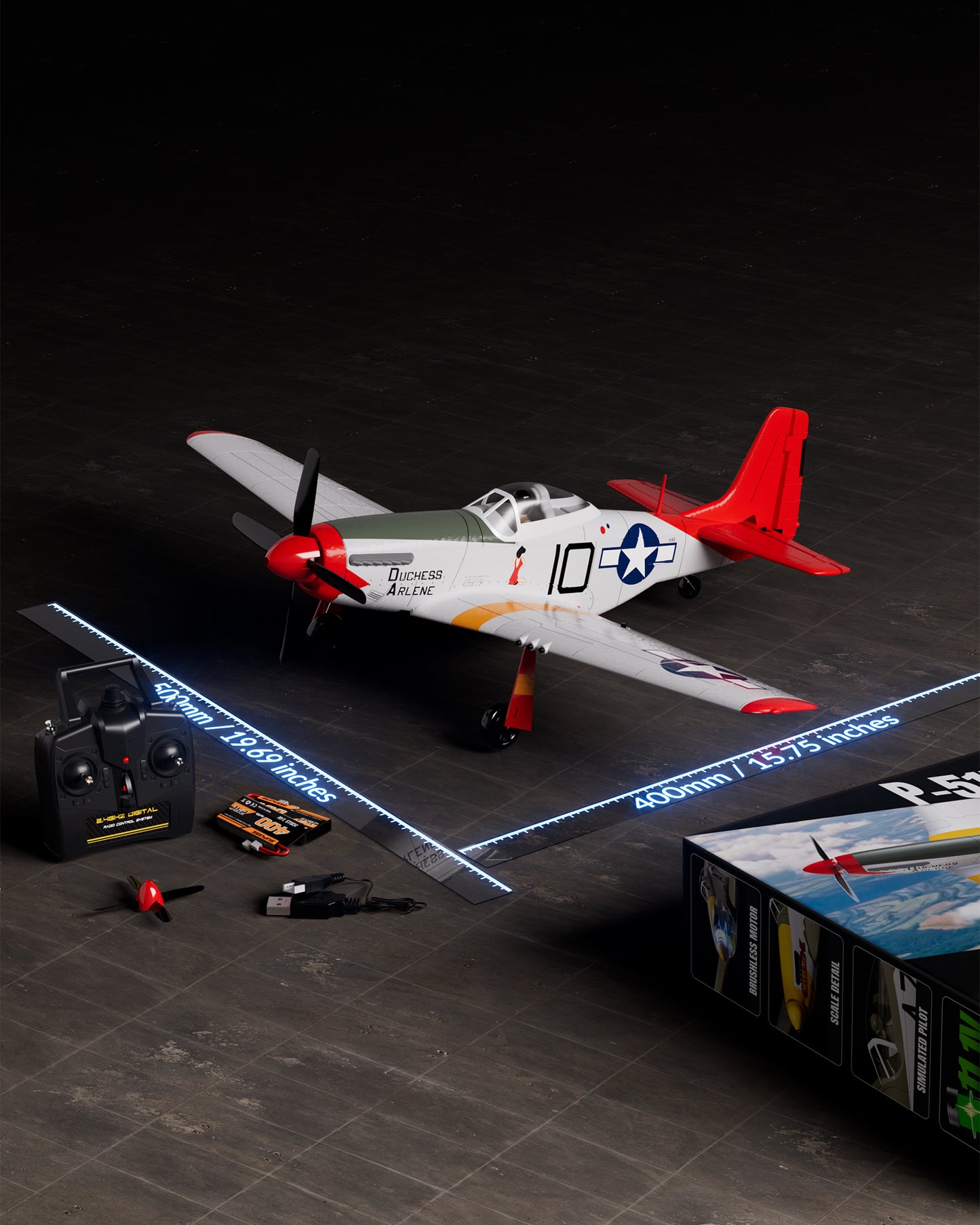Übersichtsdiagramm der VolantexRC P-51 Mustang RC-Flugzeug-Einrichtung