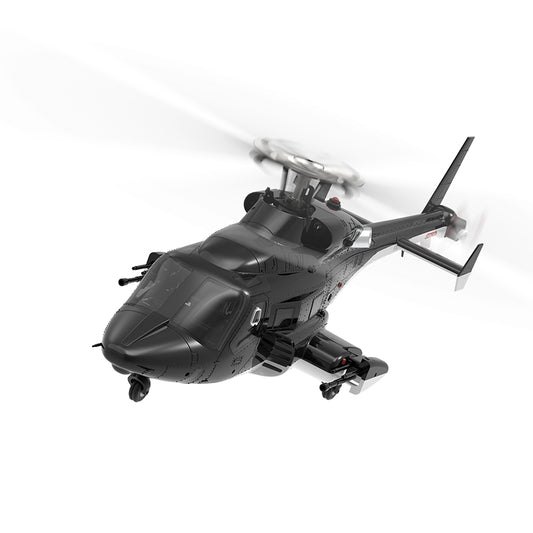 Black RC Helicopter Top Front View - 6CH Brushless RC Helicopter with Extended Main Rotor Blades