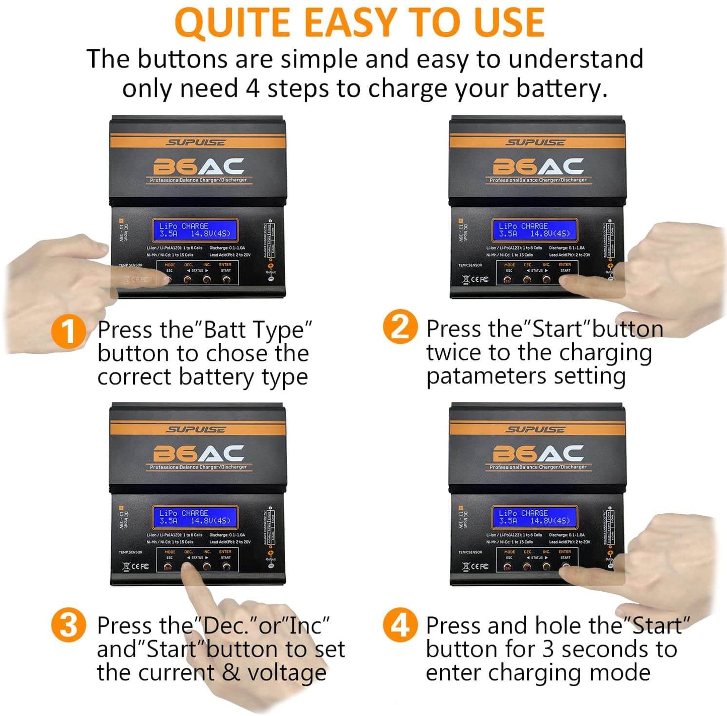 SUPULSE B6AC 80W AC/DC Balance Charger for RC LiPo LiFe NiMH NiCd Pb 1–6S | KIDS TOY LOVER