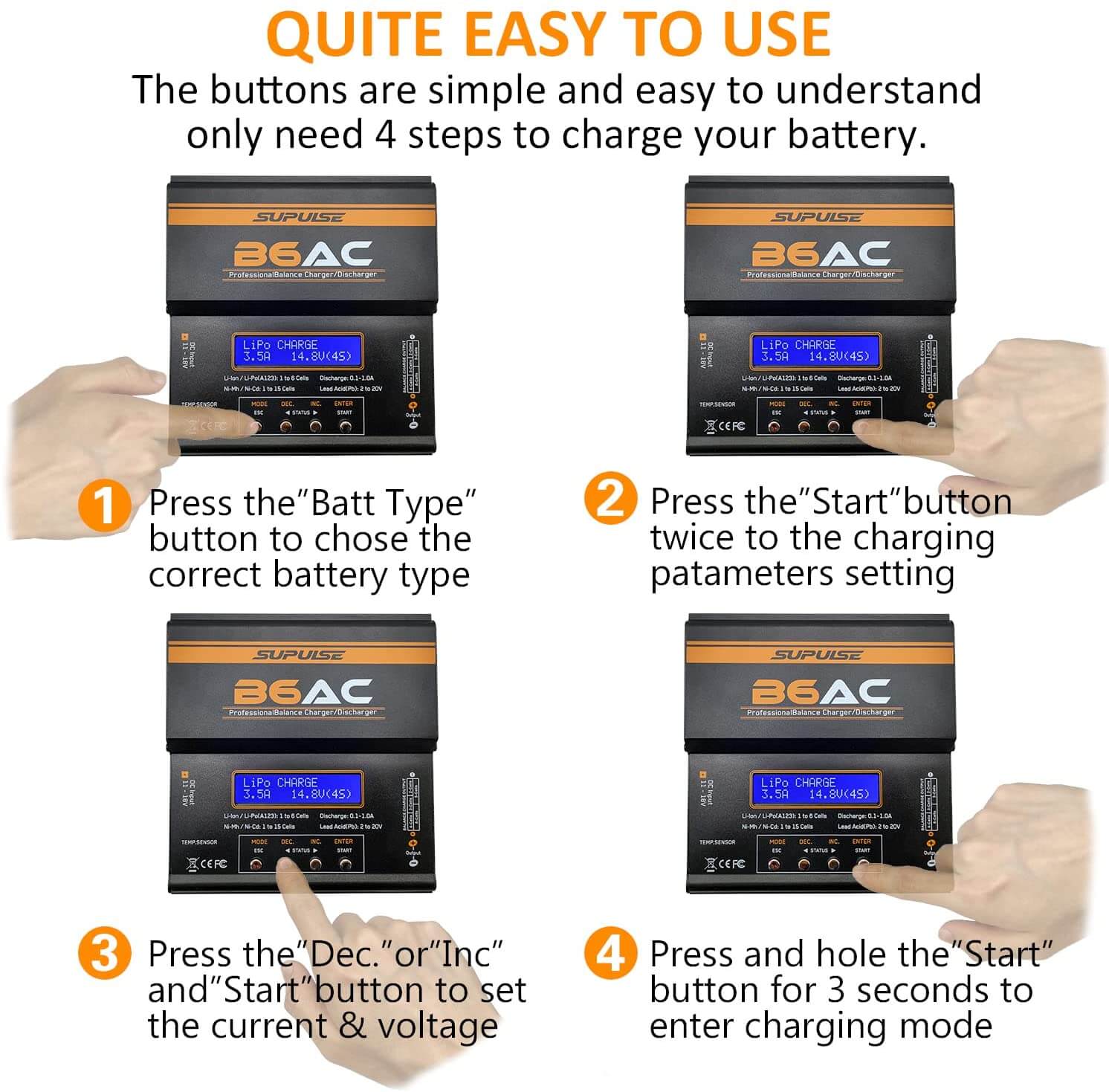 SUPULSE B6AC 80W AC/DC Balance Charger for RC LiPo LiFe NiMH NiCd Pb 1–6S | KIDS TOY LOVER