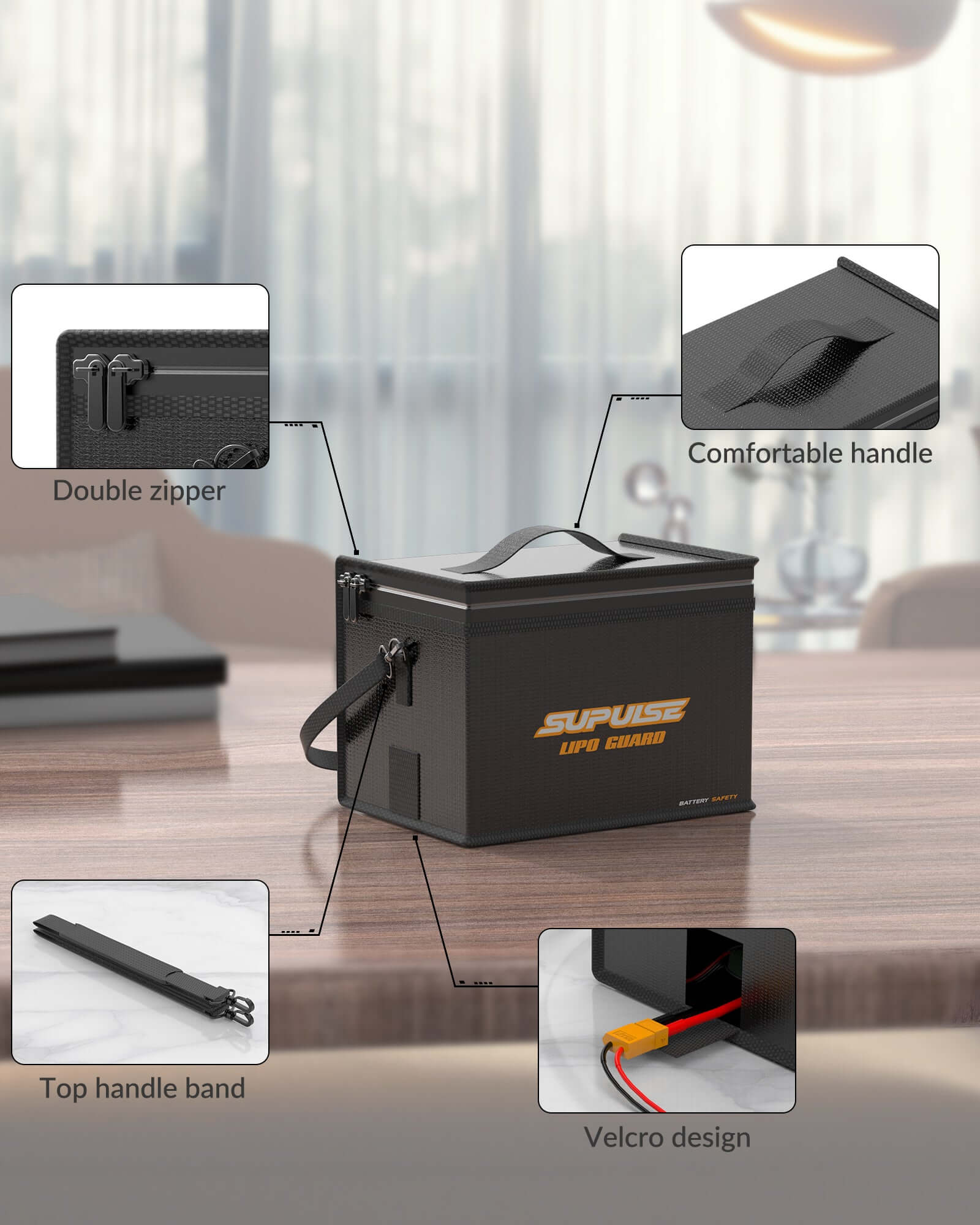 SUPULSE LiPo Battery Safe Bag, Fireproof Waterproof Charging Box 7.9×5.9×5.9in | KIDS TOY LOVER