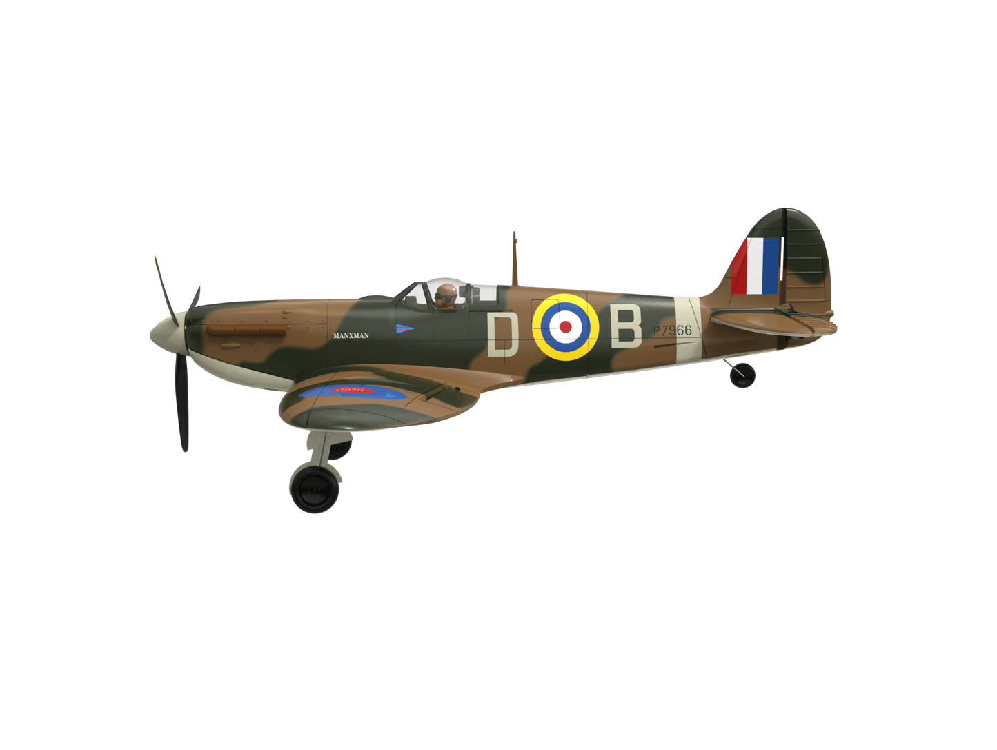 VolantexRC Spitfire 500mm (76805) 3D render – left side profile