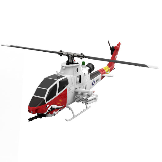 AH-1 Cobra RC Helicopter Red White Army Livery - 6CH Brushless RC Helicopter with Shark Mouth Nose Art and Rocket Pods