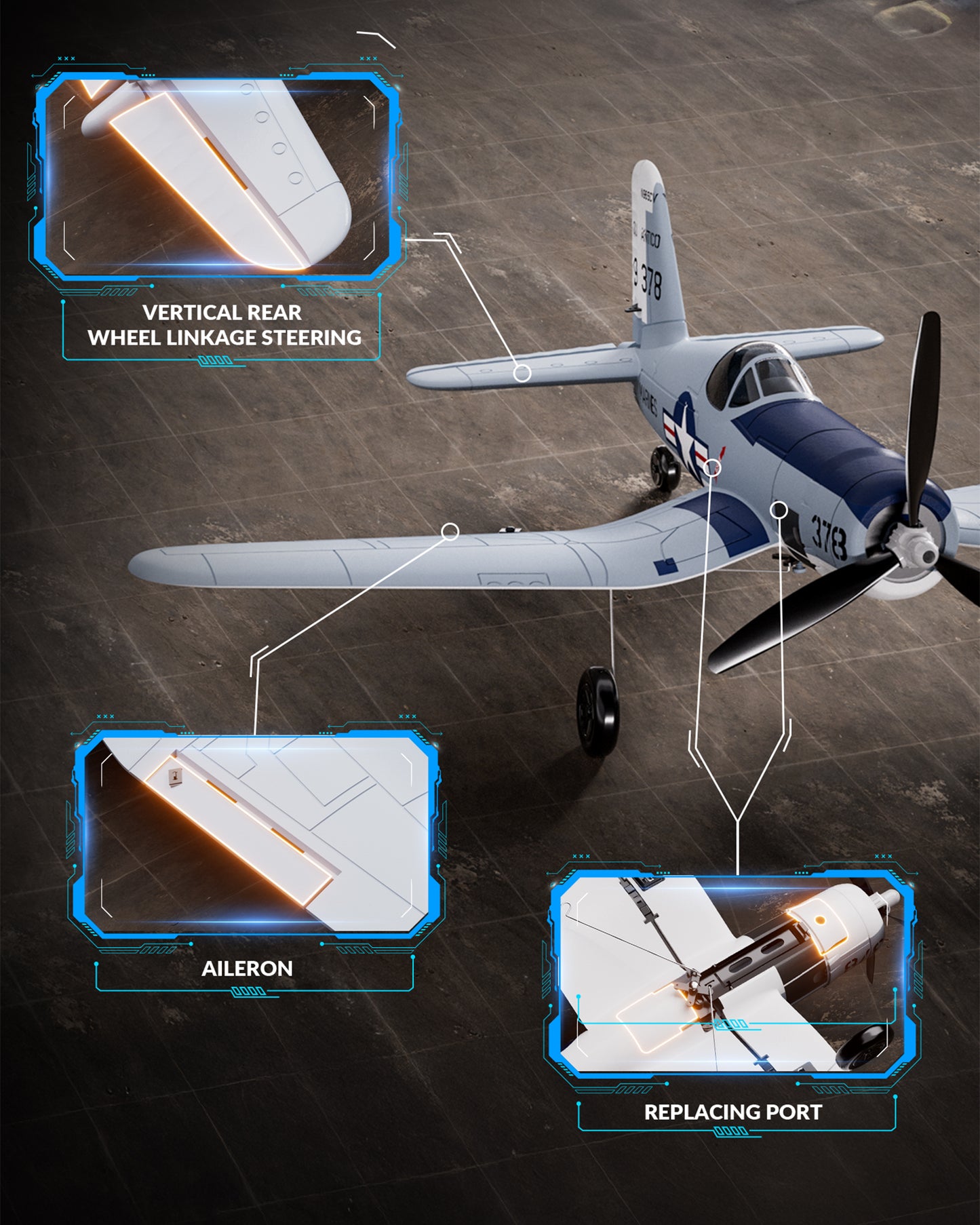 VolantexRC F4U Corsair Aereo RC 4CH con Stabilizzatore Giroscopio XPILOT RTF