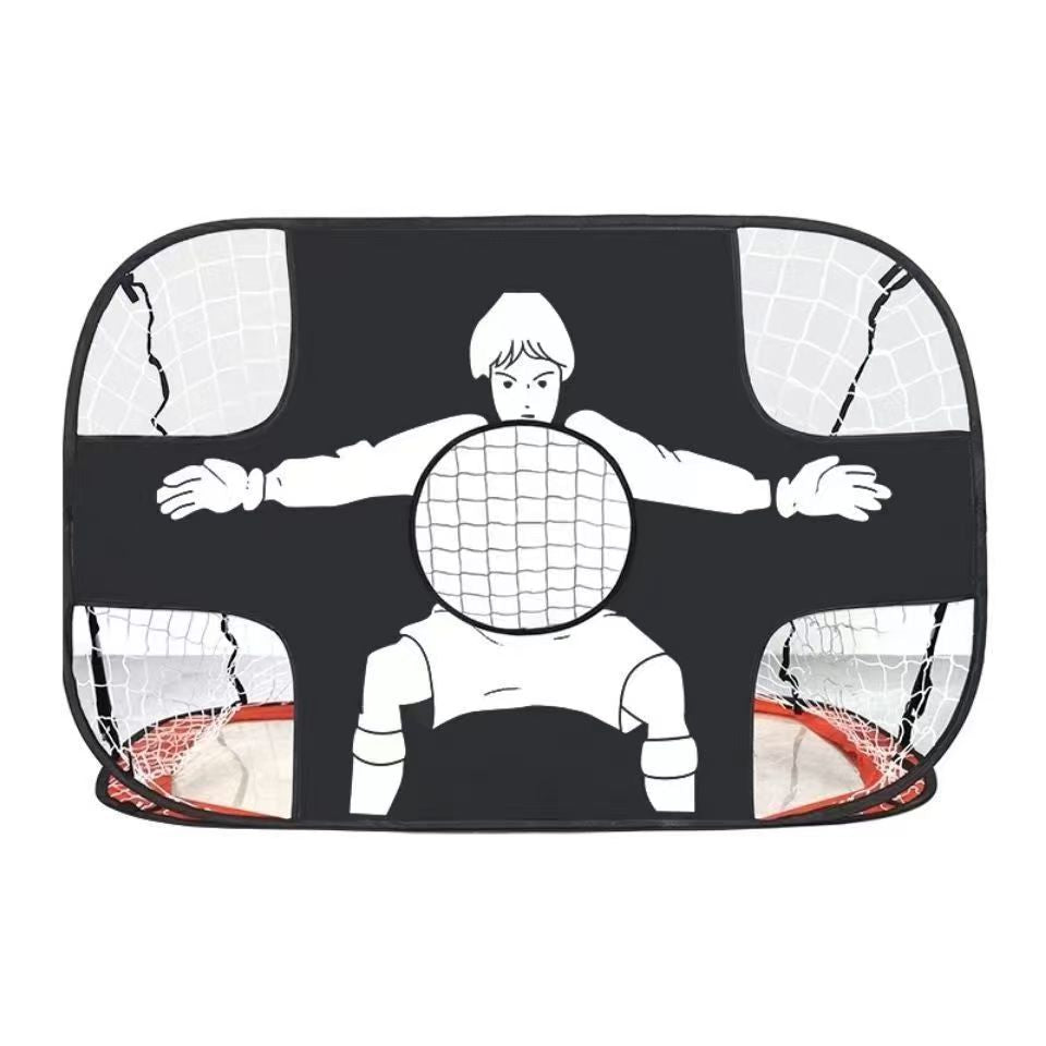 Foldable Pop Up Soccer Goal with Target Net - Portable Football Training Goal with Zipper and Ground Stakes