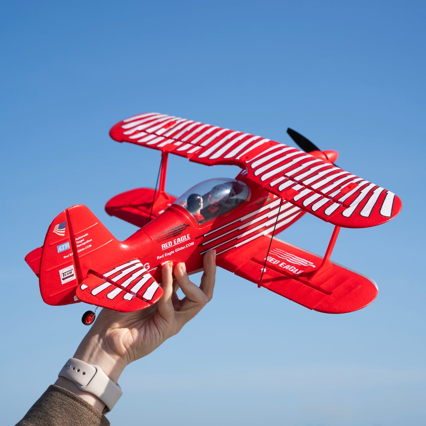 Wltoys A310 Beech D17S 400mm 4CH Brushless RC Biplane Plane w/ 6G Gyro 2S Battery - Red