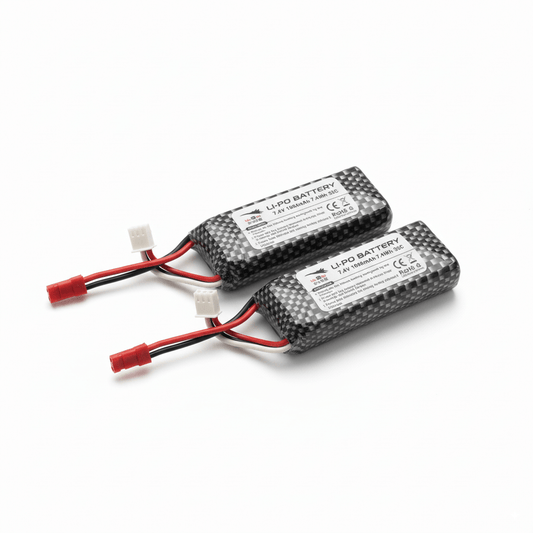 Xiaxiu H650 Tri-Mode RC Plane 7.4V 1000mAh 2S LiPo Battery (1/2/3 Pack) - Dual battery set for reliable power.