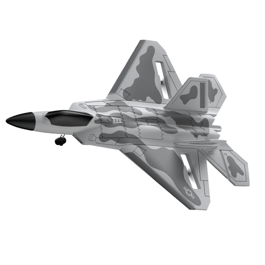F22 Raptor RC airplane gray camouflage 6-channel fighter jet with fixed landing gear