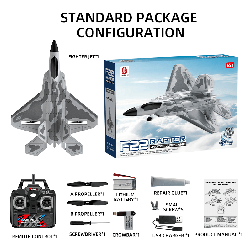 4-channel F22 Raptor RC fighter multiple stunt maneuvers aerobatic flight sky background