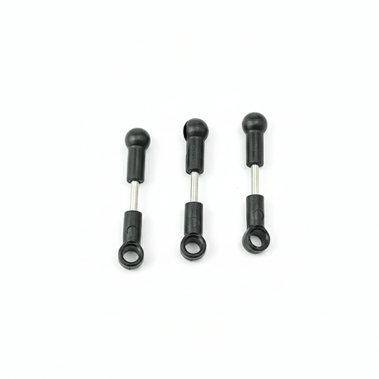 Three sets of lower servo linkage rods comprised of black POM plastic links and nickel-plated steel wires for Kootai F05.