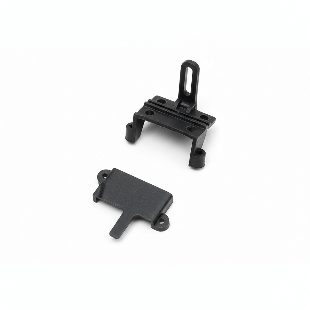 Black PA material servo mount bracket set for Kootai F05 Black Hawk RC helicopter.