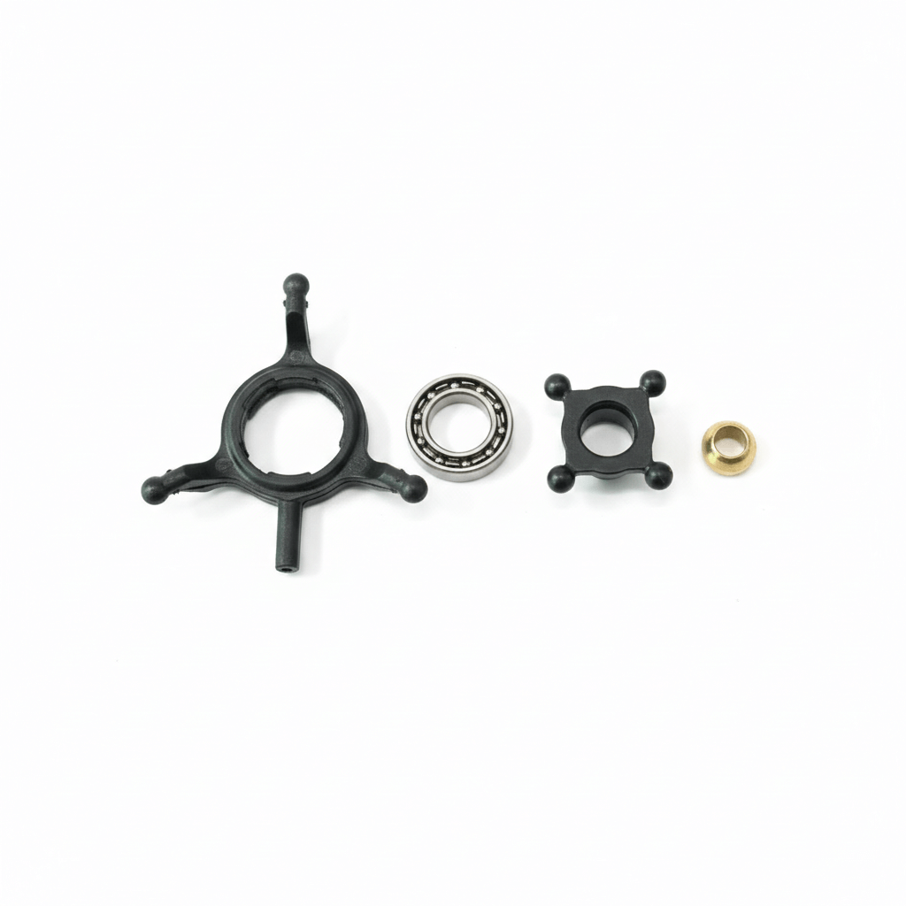 Complete Kootai F05 swashplate assembly featuring black nylon fiber plates and center ball bearing.