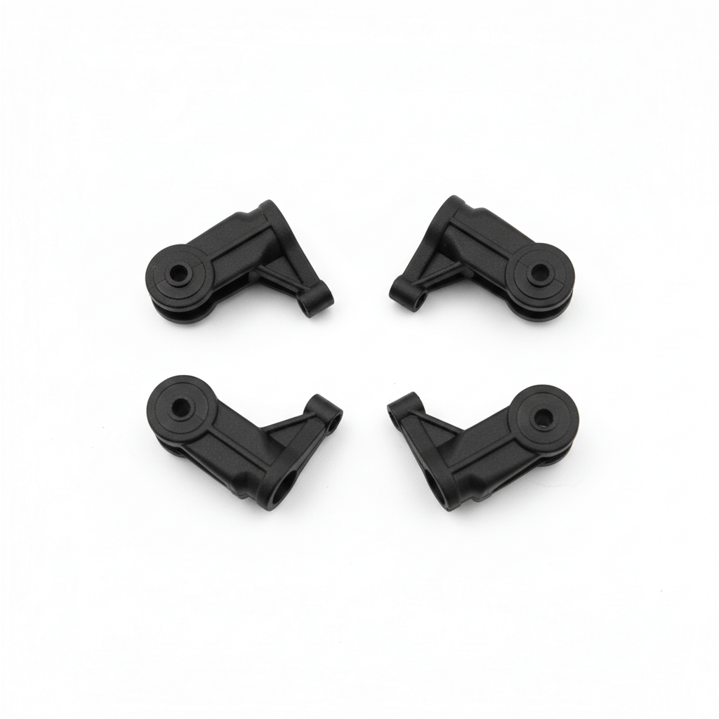 Four black fiber-reinforced nylon main blade grips for Kootai F05 Black Hawk RC helicopter.