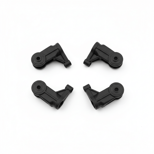 Four black fiber-reinforced nylon main blade grips for Kootai F05 Black Hawk RC helicopter.