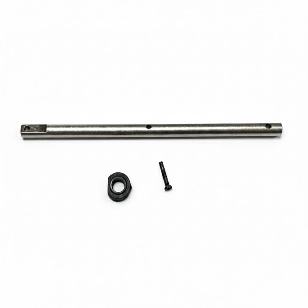 Stainless steel main drive shaft for RC ERA C190 RC helicopter with pre-cut mounting holes.