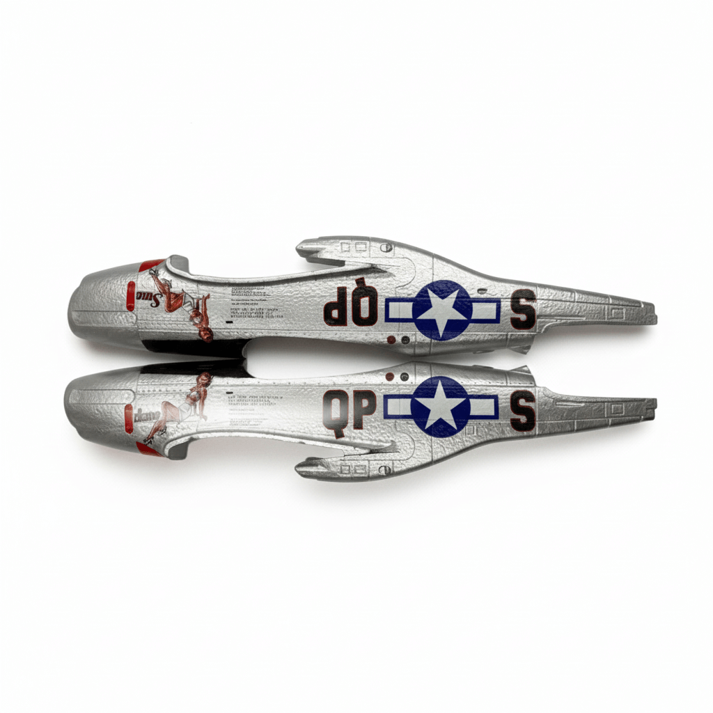MOFLY P-51D 690mm brushless RC warbird silver replacement EPP fuselage shell with "QP-S" and star decals.