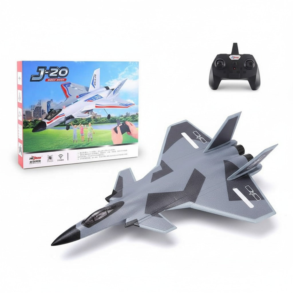 2.4GHz ZHIJIANG J20 RC Fighter Jet with Cool Lights - Remote Control Fixed-Wing Aircraft Made of Durable Foam | KIDS TOY LOVER