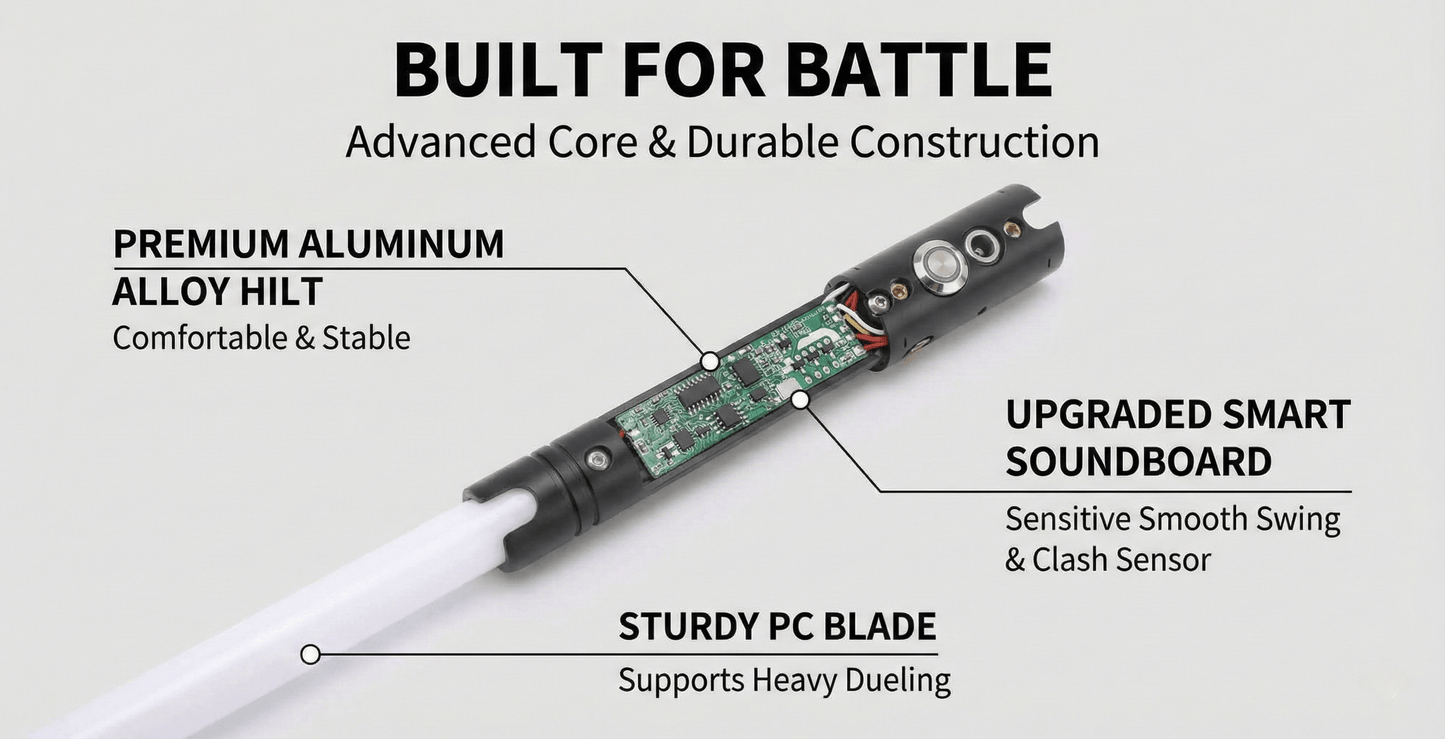 חרב אור RGB עם ידית מתכת - 12 צבעים, קול FX | KidsToyLover