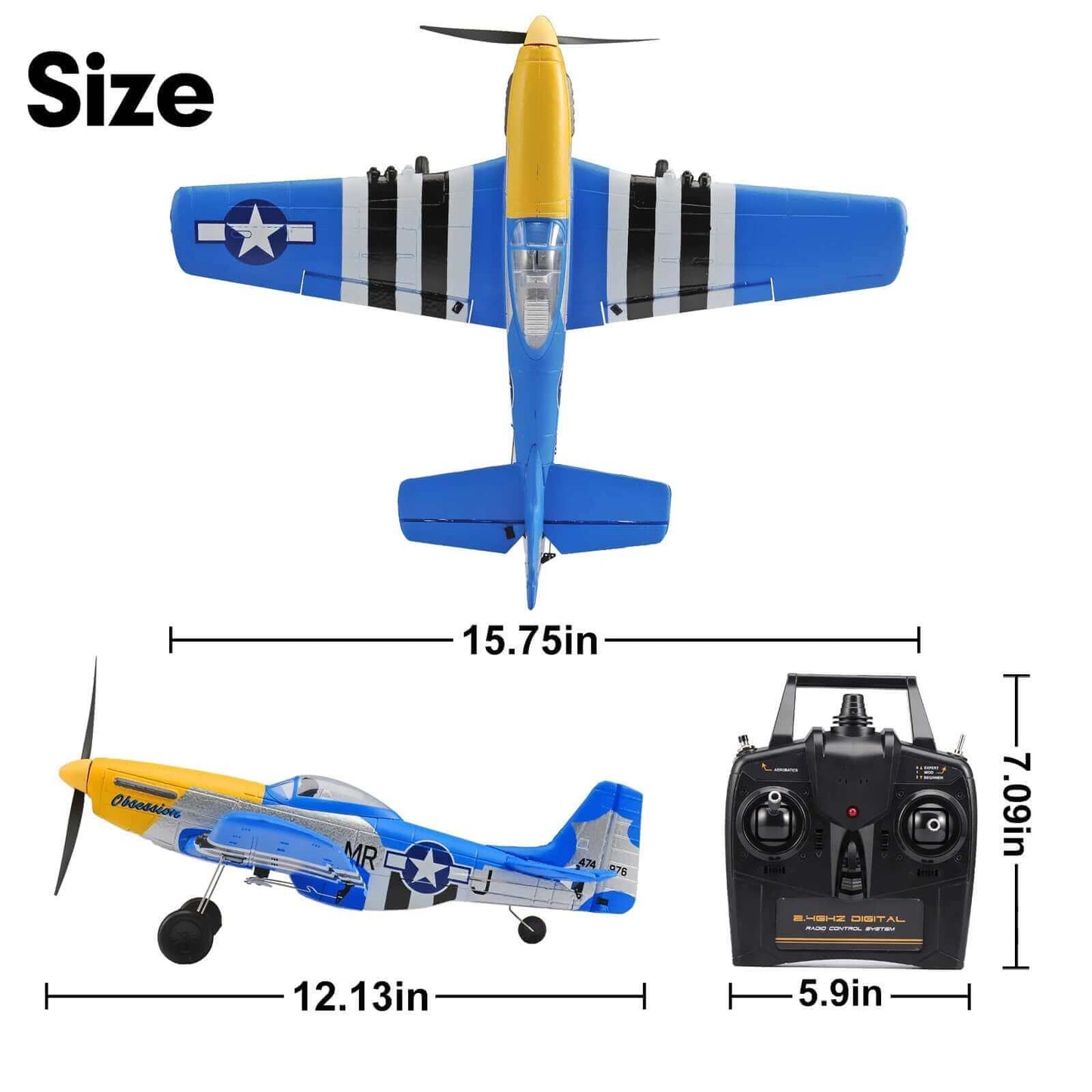 P51D Mustang size 
