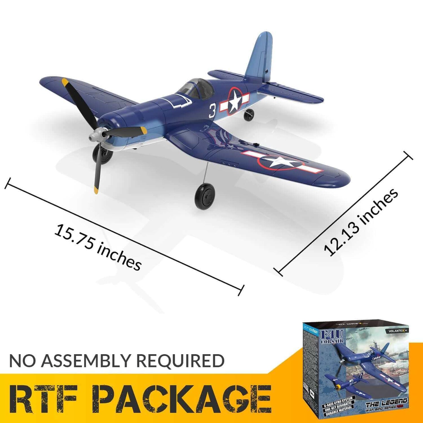 New F4U Corsair RC Plane - 2.4Ghz 4CH, 400mm Wingspan, One-Key Aerobatic, RTF Remote Control Aircraft - Perfect Gift for Children at Kidstoylover