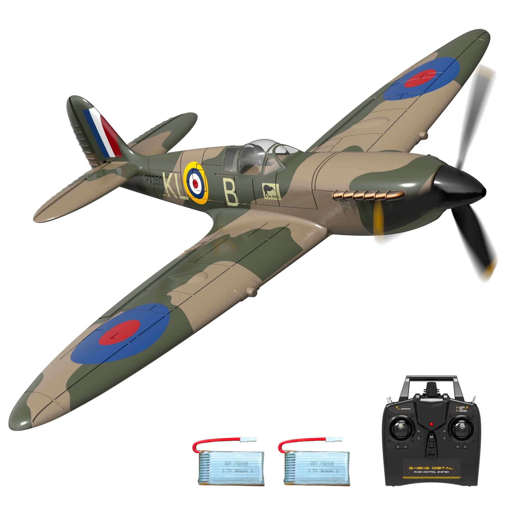 Spitfire RC Airplane: 2.4G 4CH EPP Mini Warbird Plane RTF 2 Batteries | Kids toy lover