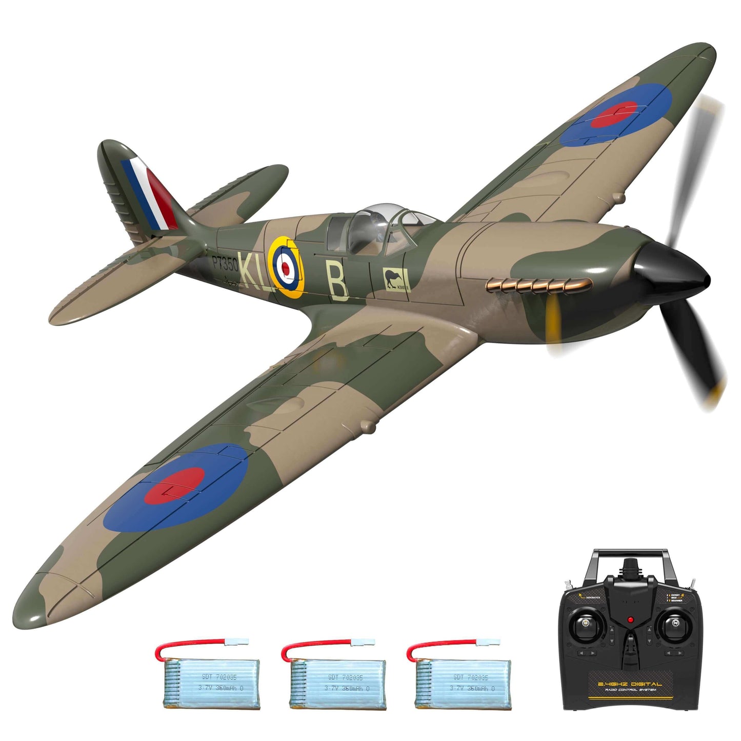Spitfire RC Airplane: 2.4G 4CH EPP Mini Warbird Plane RTF 3 Batteries | Kids toy lover