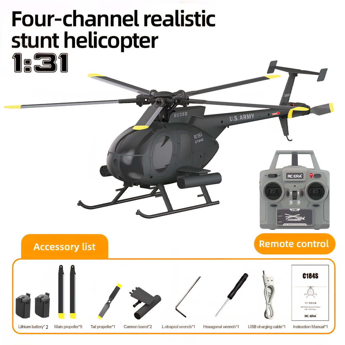 RC ERA C184S 6CH Scale Brushless Optical Flow RC Helicopter